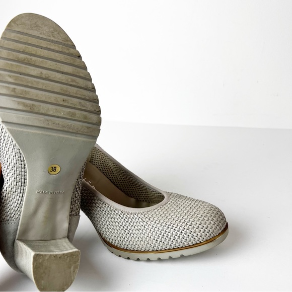 SZ 38 Ateliers Perforated Gray Off White Heels - Picture 5 of 7